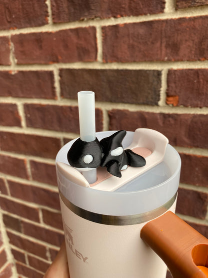 Orca Killer Whale Straw Topper/ Charm for Stanely Tumblers and other 9.5mm Straws