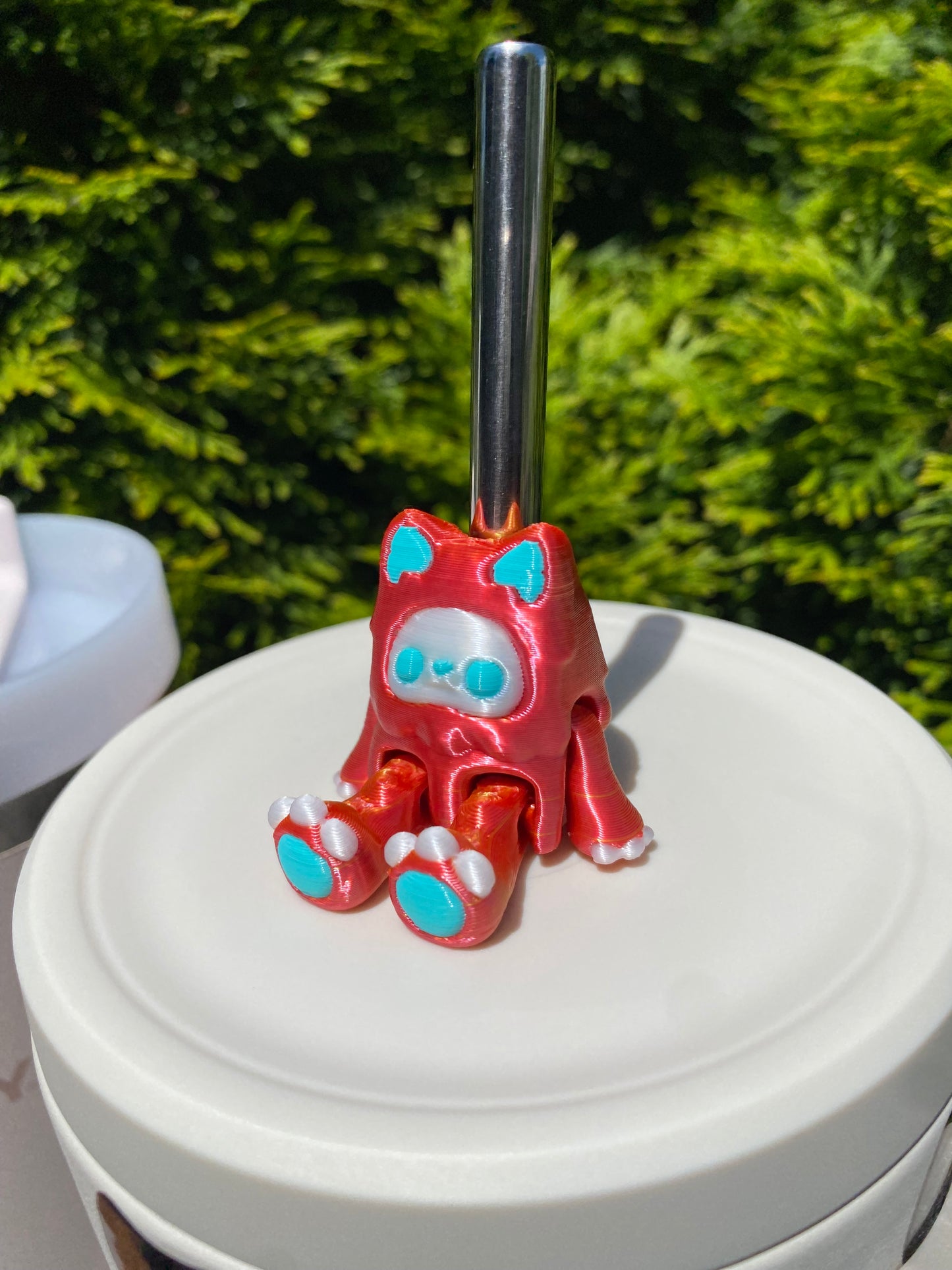 Kitty Yeti Straw Topper/ Charm for Stanely Tumblers and other 9.5mm Straws