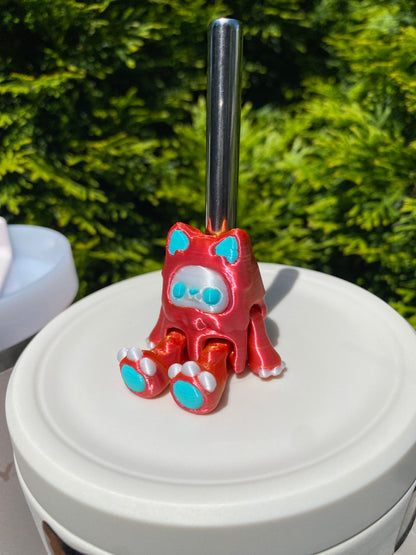 Kitty Yeti Straw Topper/ Charm for Stanely Tumblers and other 9.5mm Straws