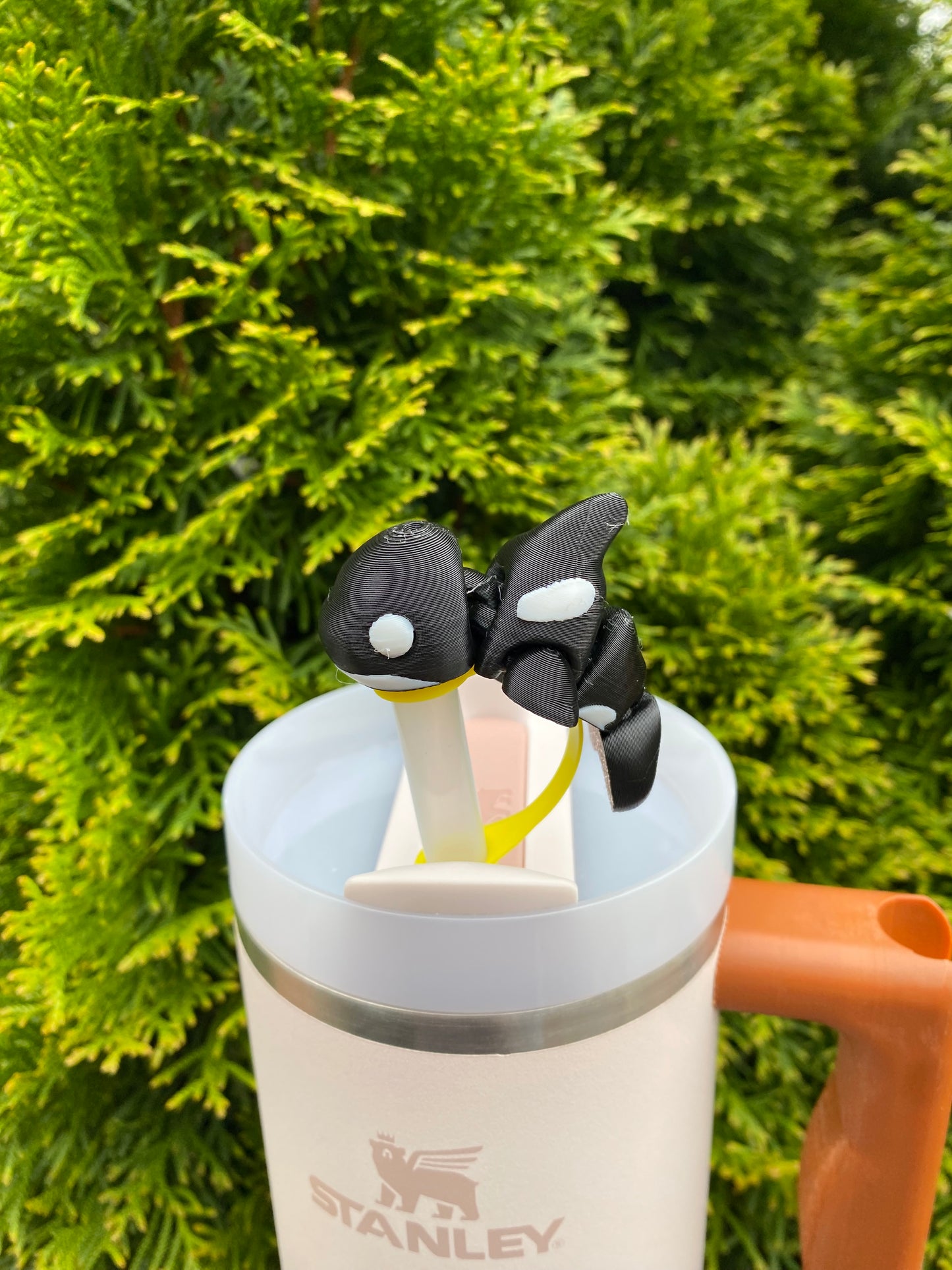 Orca Killer Whale Straw Topper/ Charm for Stanely Tumblers and other 9.5mm Straws