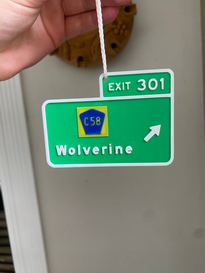 Custom 3D Printed Miniature Replica Street Signs and Exit Signs Christmas Tree Ornaments, Desk Ornaments, Rearview Mirror Hangs