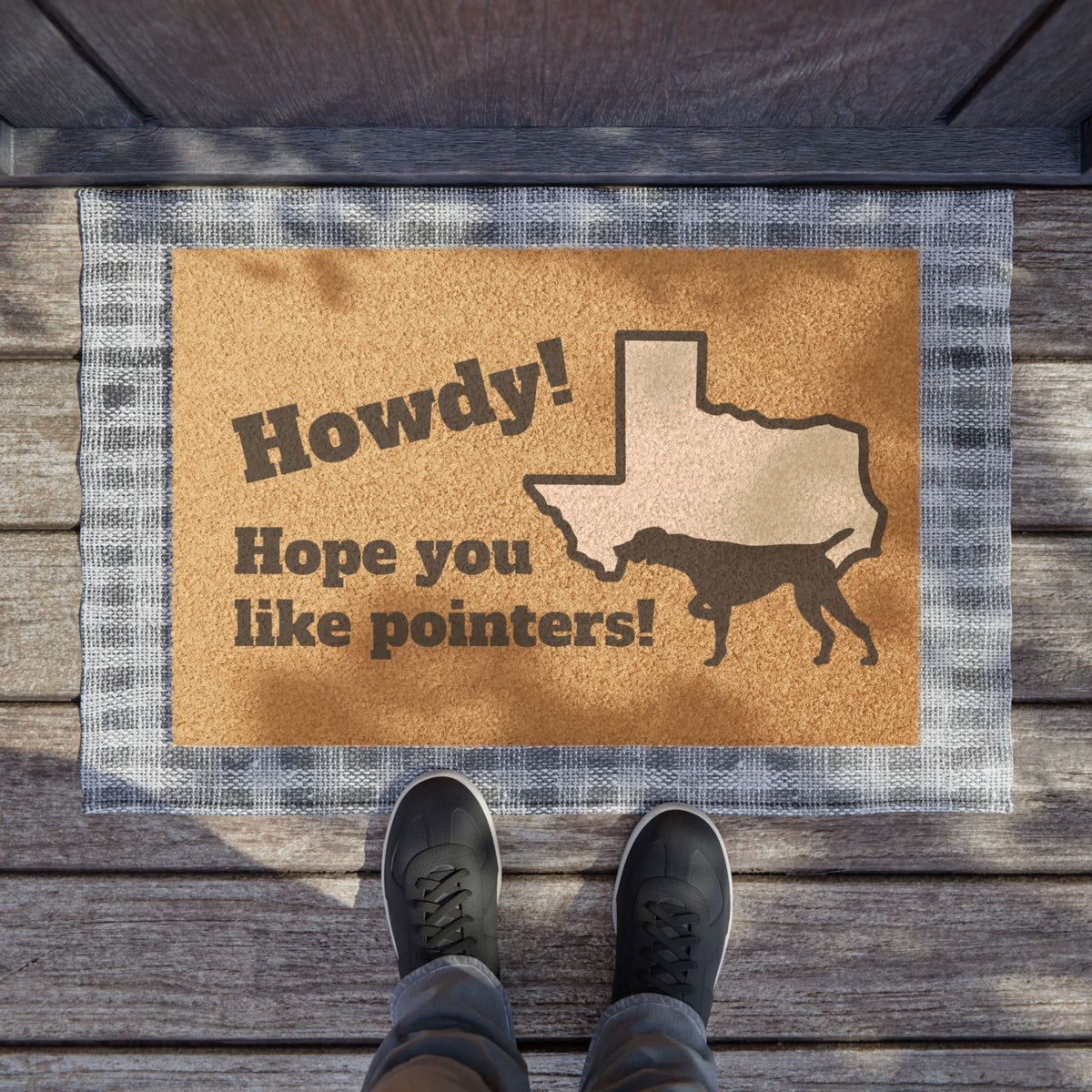 Howdy! Hope you like pointers GSP German Shorthaired Pointer Texas Doormat