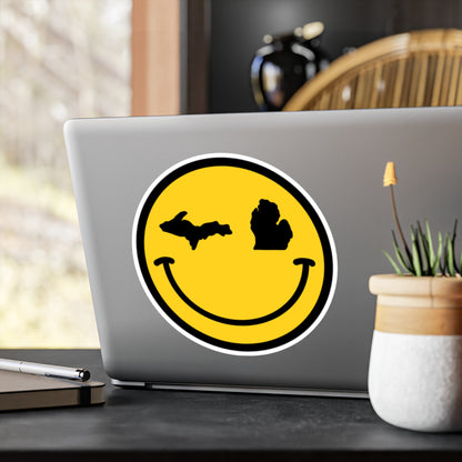 Michigan Winking Yellow Smile Face Upper Peninsula Lower Peninsula Great Lakes State Kiss-Cut Vinyl Decals