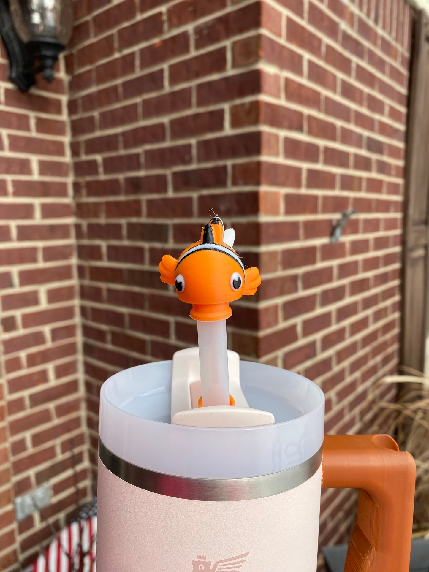 Cute Orange and White Clownfish Sea Life Straw Topper/ Charm for Stanely Tumblers and other 9.5mm Straws