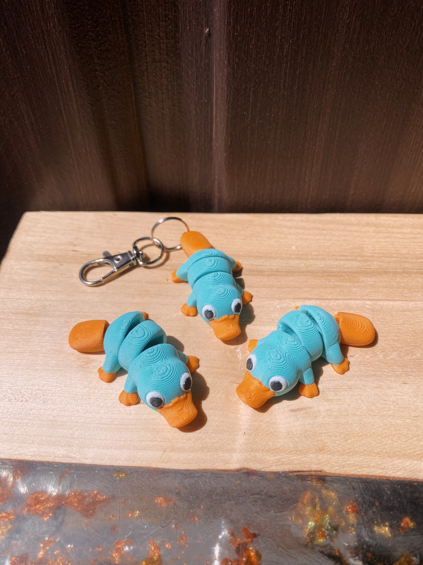 Platypus Perry Blue and Orange Platypus 3D Printed Articulated Fidget Toys and Keychains