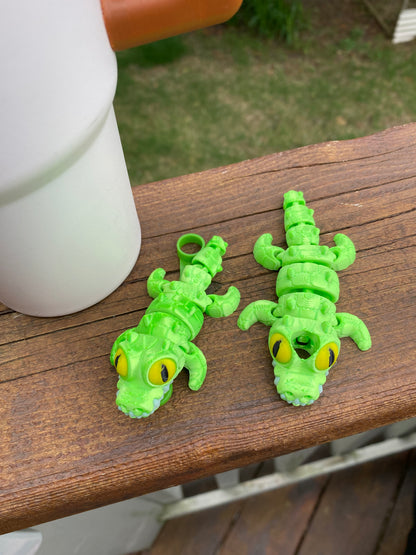 Bright Green Alligator Gator Crocodile Straw Topper/ Charm for Stanely Tumblers and other 9.5mm Straws