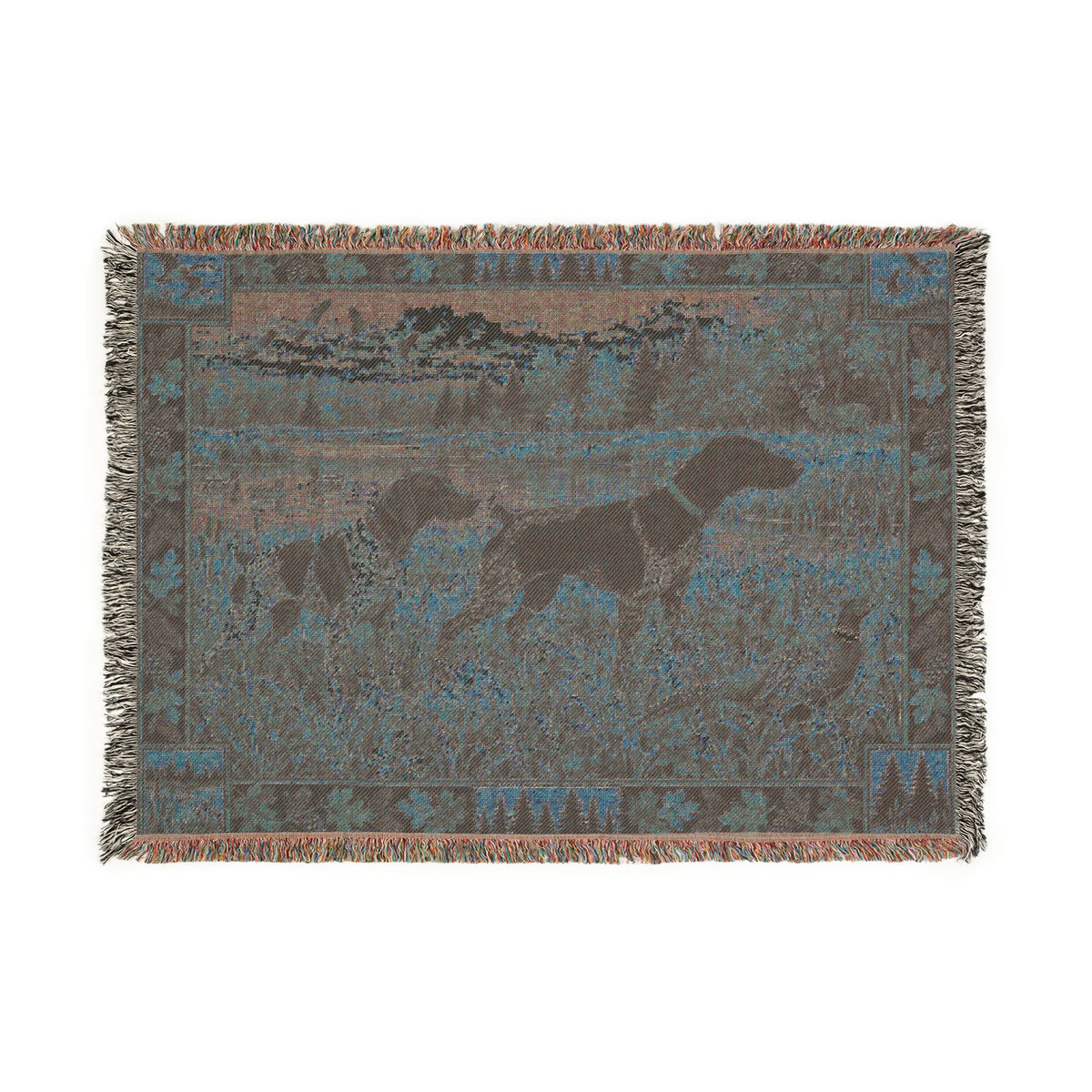 German Shorthaired Pointer GSP Fall Hunting Scene Woven Blanket