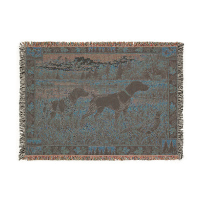 German Shorthaired Pointer GSP Fall Hunting Scene Woven Blanket