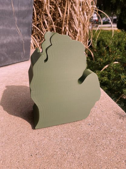 Shape Of Michigan Flower Pot Planter 3D Printed