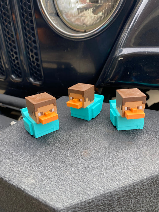 Minecraft Steve Duck Miniature Figurine For Jeep Wrangler Dashboard