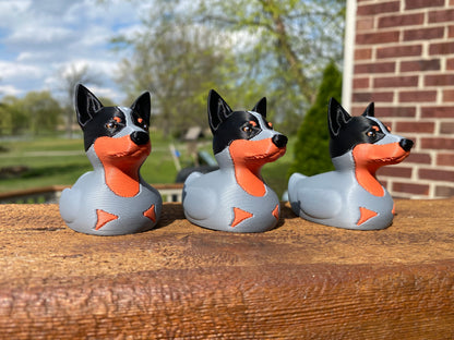 Australian Cattle Dog Duck - Red And Blue Heeler Duck Miniature Figurine For Jeep Wrangler Dashboard