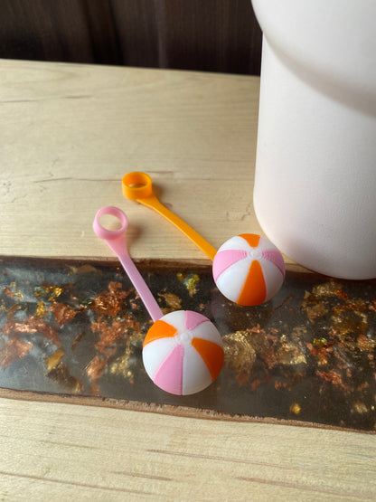Beach Ball Straw Topper/ Charm for Stanely Tumblers and other 9.5mm Straws