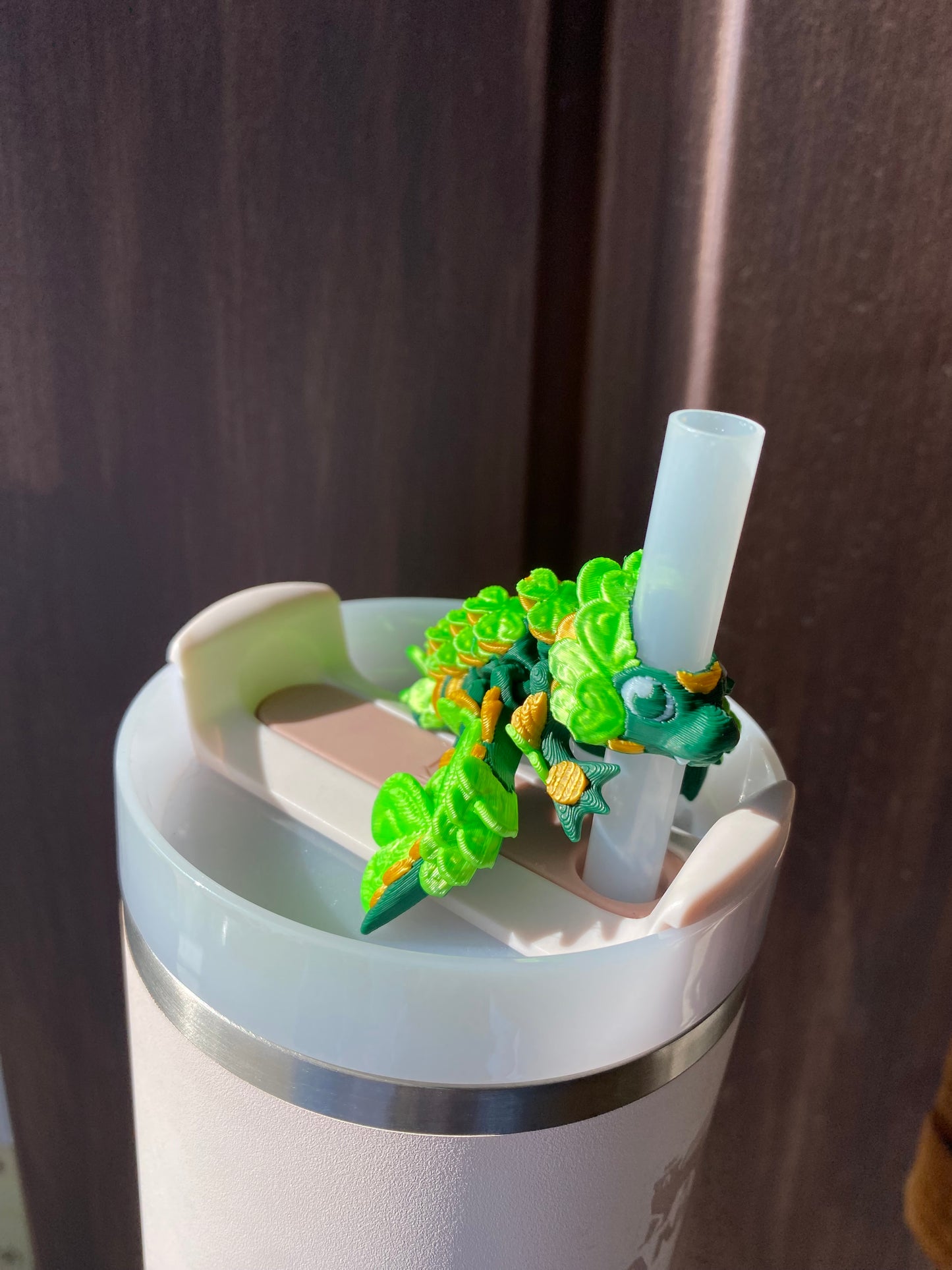 St.Patricks Day Lucky Clover Dragon Straw Buddies Charm Topper For Stanley Tumbler Straws Or Other 9.5m Straws