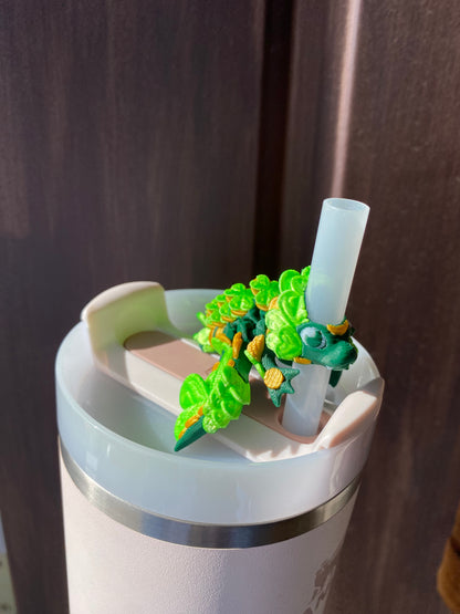 St.Patricks Day Lucky Clover Dragon Straw Buddies Charm Topper For Stanley Tumbler Straws Or Other 9.5m Straws