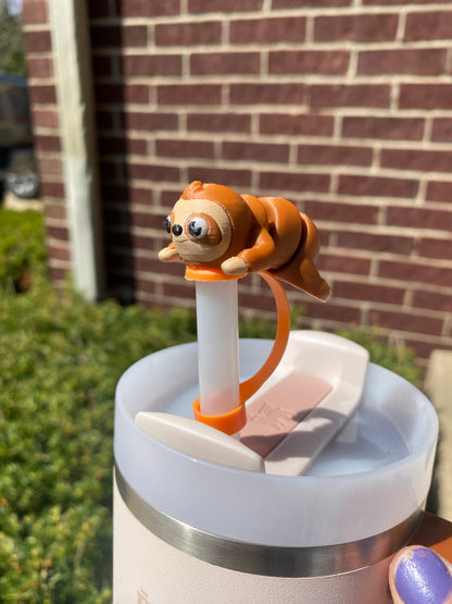 Sloth Straw Topper/ Charm for Stanely Tumblers and other 9.5mm Straws