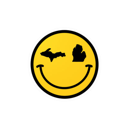 Michigan Winking Yellow Smile Face Upper Peninsula Lower Peninsula Great Lakes State Kiss-Cut Vinyl Decals