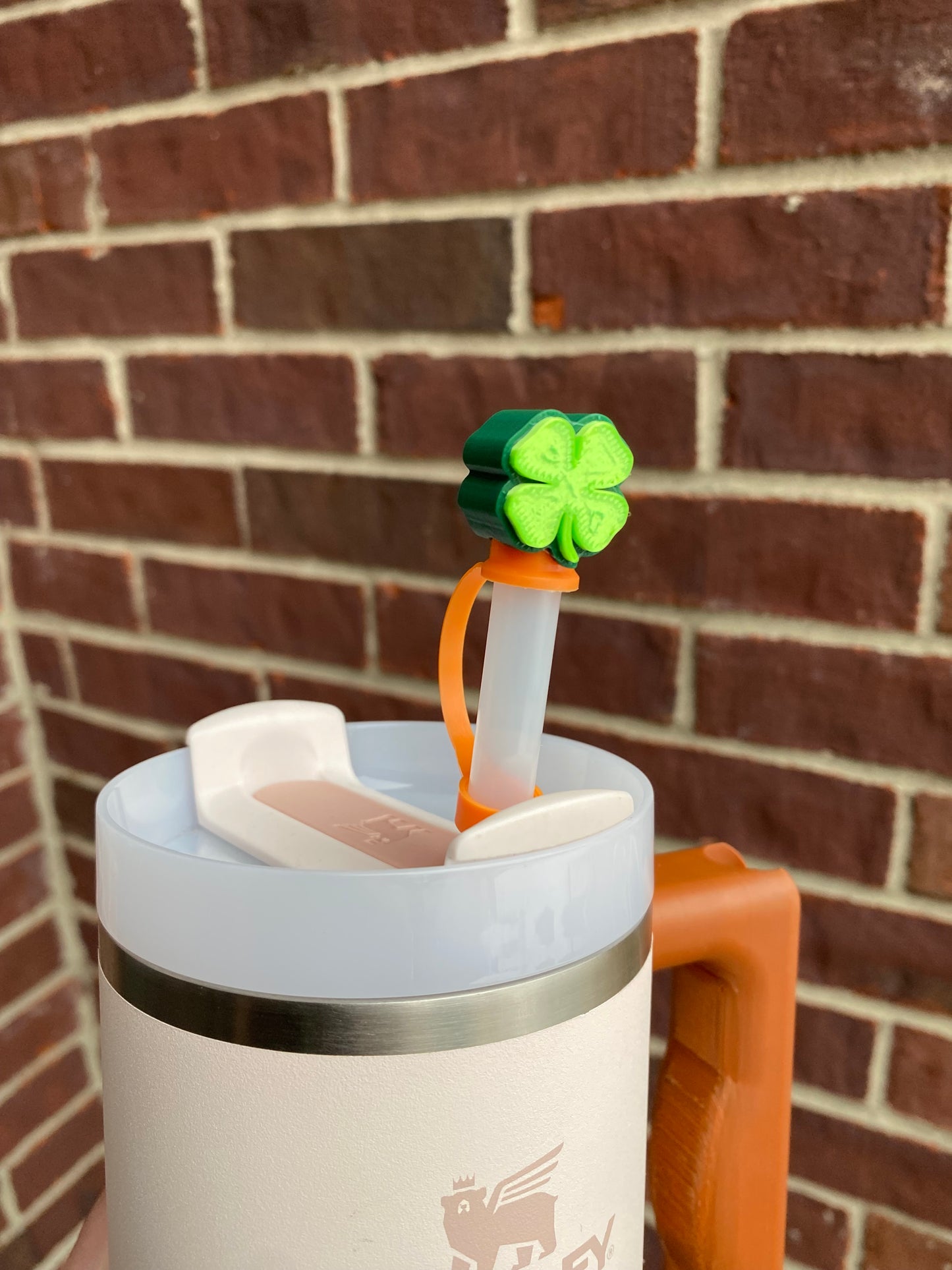 Green 4 Leaf Clover St. Patrick's Day Lucky Four Leaf Clover Straw Topper/ Charm for Stanely Tumblers and other 9.5mm Straws