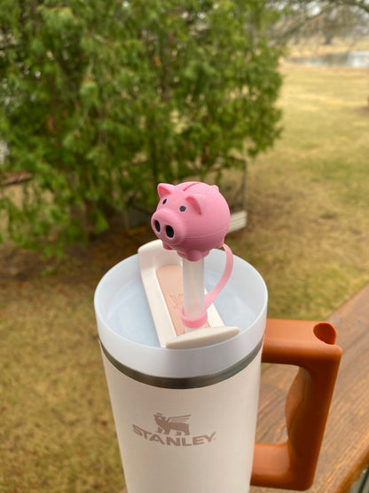Mini Piggy Bank Straw Topper/ Charm for Stanely Tumblers and other 9.5mm Straws