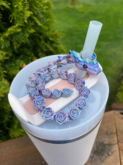 Rose Snake Straw Topper/ Charm for Stanely Tumblers and other 9.5mm Straws