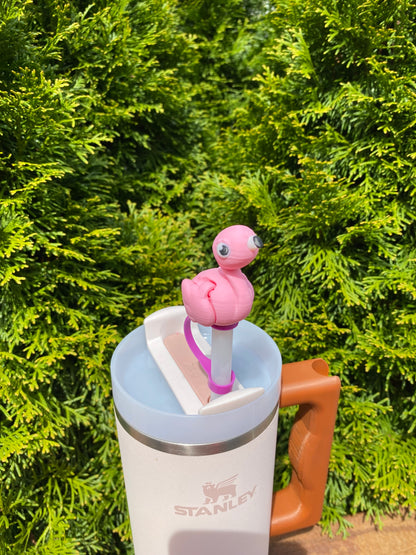 Flamingo Straw Topper/ Charm for Stanely Tumblers and other 9.5mm Straws