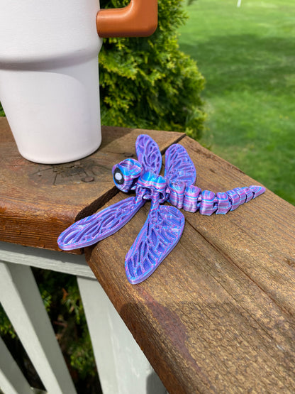 Articulated Dragonfly Straw Topper/ Charm for Stanely Tumblers and other 9.5mm Straws