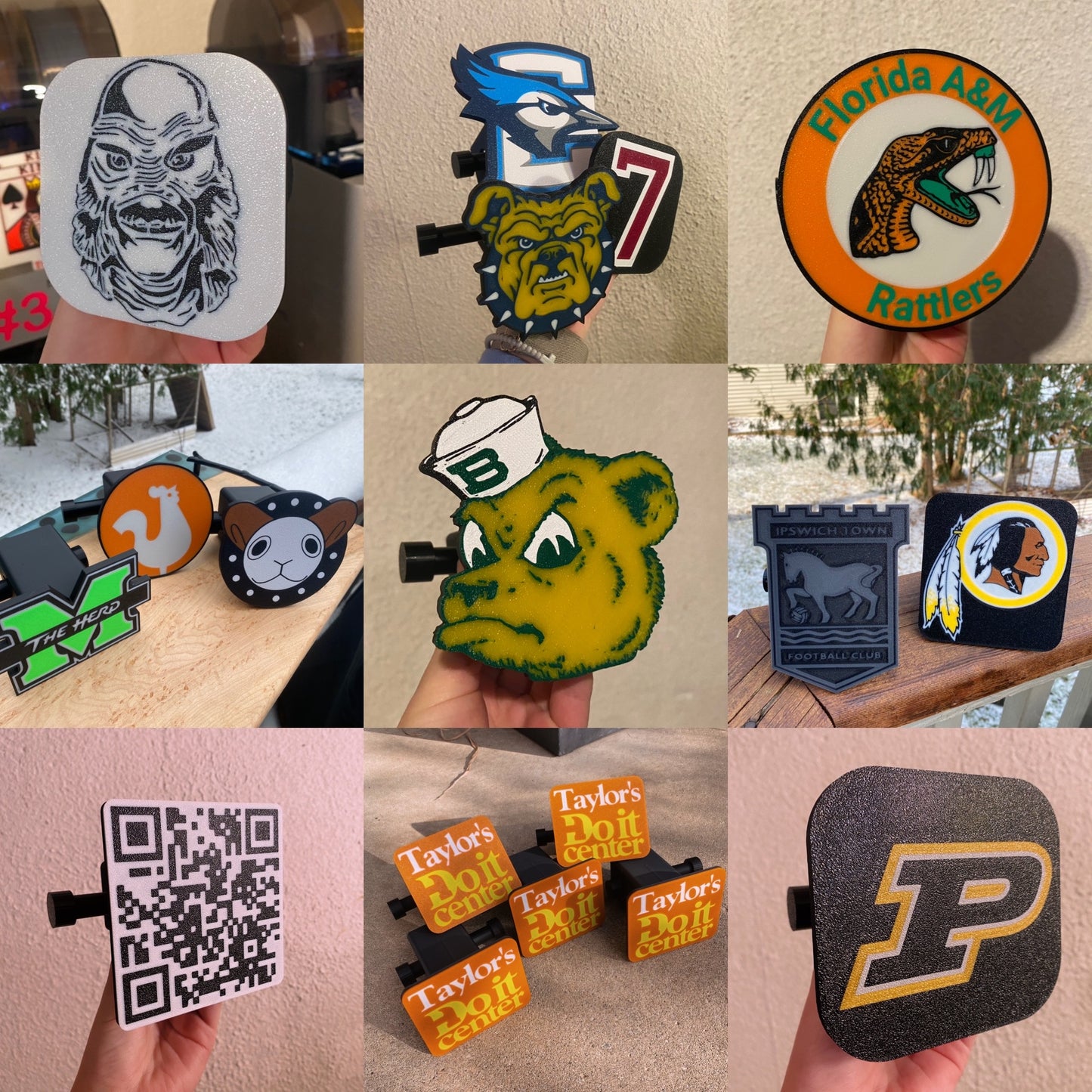 Custom 3D Printed Hitch Receiver Covers For 2in and 1.25in Receivers Trucks, Sedans, SUVs