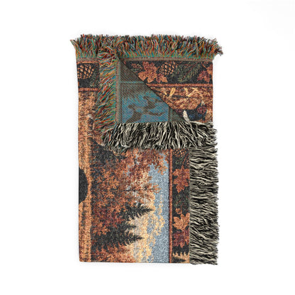 Black German Shorthaired Pointer and Chocolate Labrador Fall Hunting Scene Woven Blanket