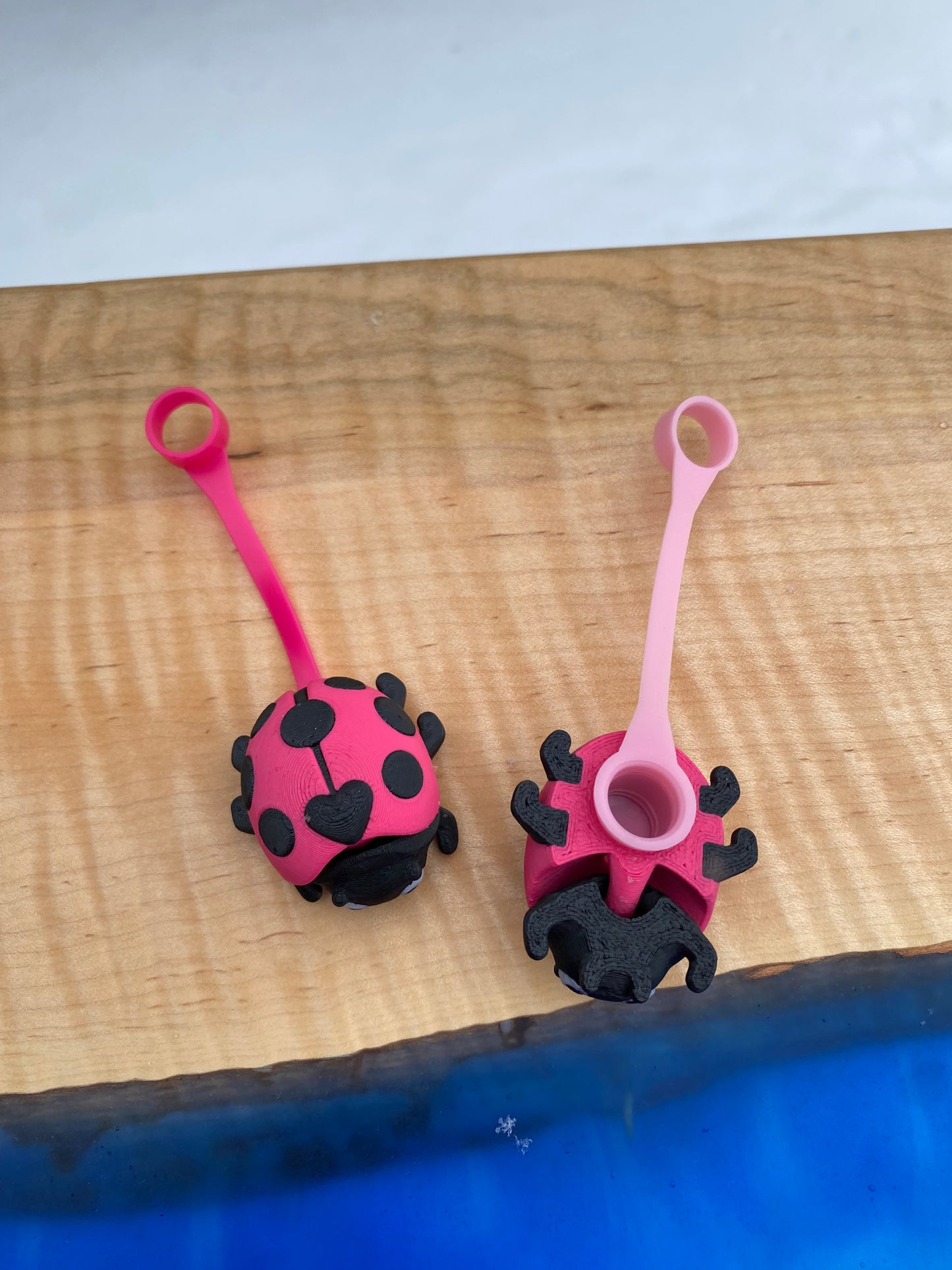 Cute Articulated Valentines Day Ladybug with Heart Shaped Spot Straw Topper/ Charm for Stanely Tumblers and other 9.5mm Straws