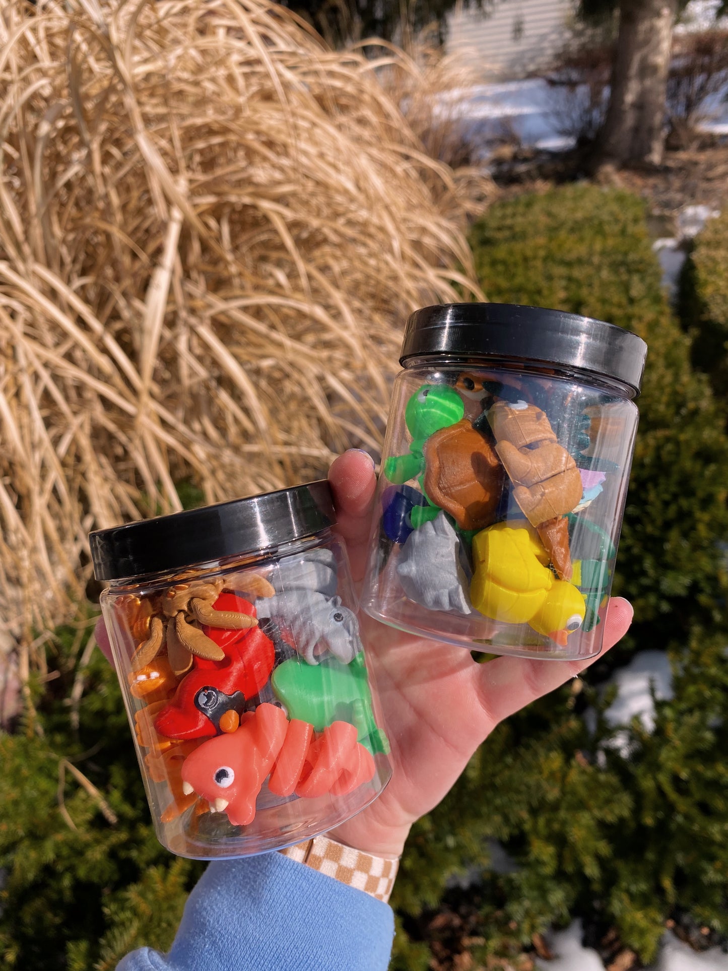 10pc Mystery Jar Of Tiny 2in Articulated Fidget Sensory Animals