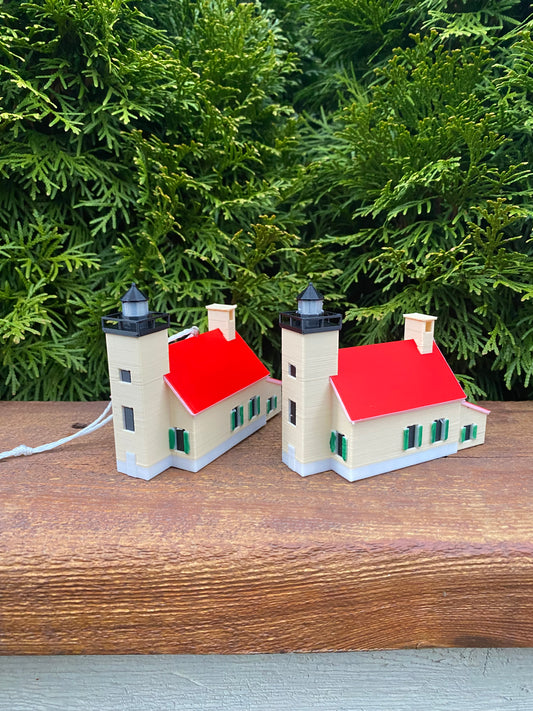 Copper Harbor Lighthouse Copper Harbor, Michigan Miniature Replica Desk/Shelf and Christmas Tree Ornaments