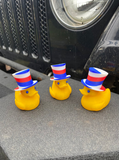 USA Red White and Blue Top Hat Freedm 4Th Of July Duck Miniature Figurine For Jeep Wrangler Dashboard