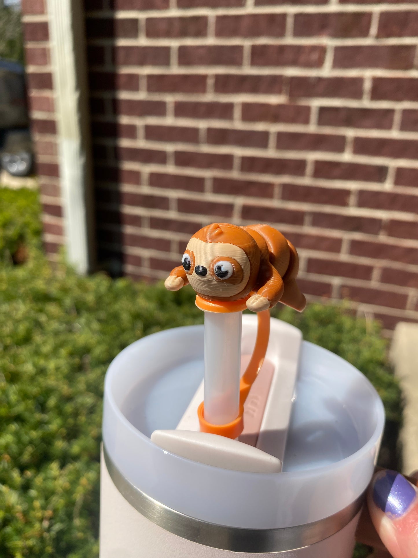 Sloth Straw Topper/ Charm for Stanely Tumblers and other 9.5mm Straws