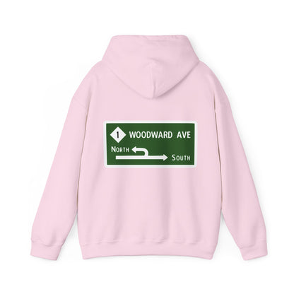 Woodward Ave M1 Michigan Street Sign Hoodie Hooded Sweatshirt Woodward Dream Cruise