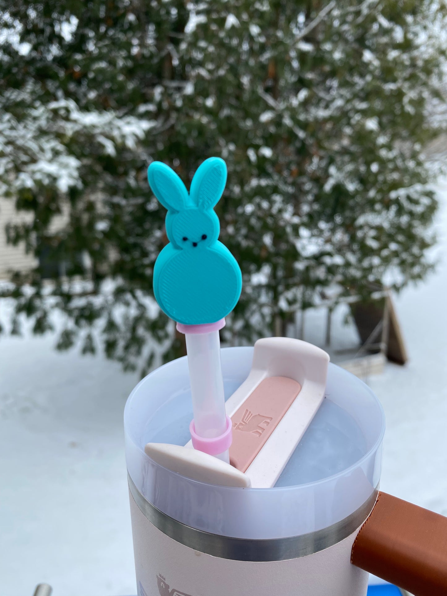 Peeps Bunny Marshmallow Inspired Pastel Easter Bunny Spring Straw Topper/ Charm for Stanely Tumblers and other 9.5mm Straws