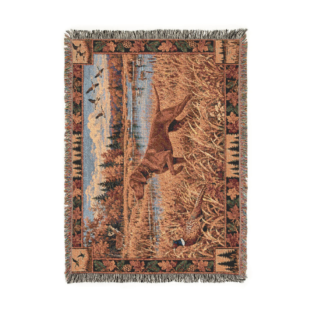 Hungarian Vizsla Fall Hunting Scene Woven Blanket