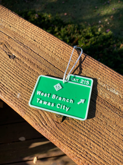 Custom 3D Printed Miniature Replica Street Signs and Exit Signs Christmas Tree Ornaments, Desk Ornaments, Rearview Mirror Hangs