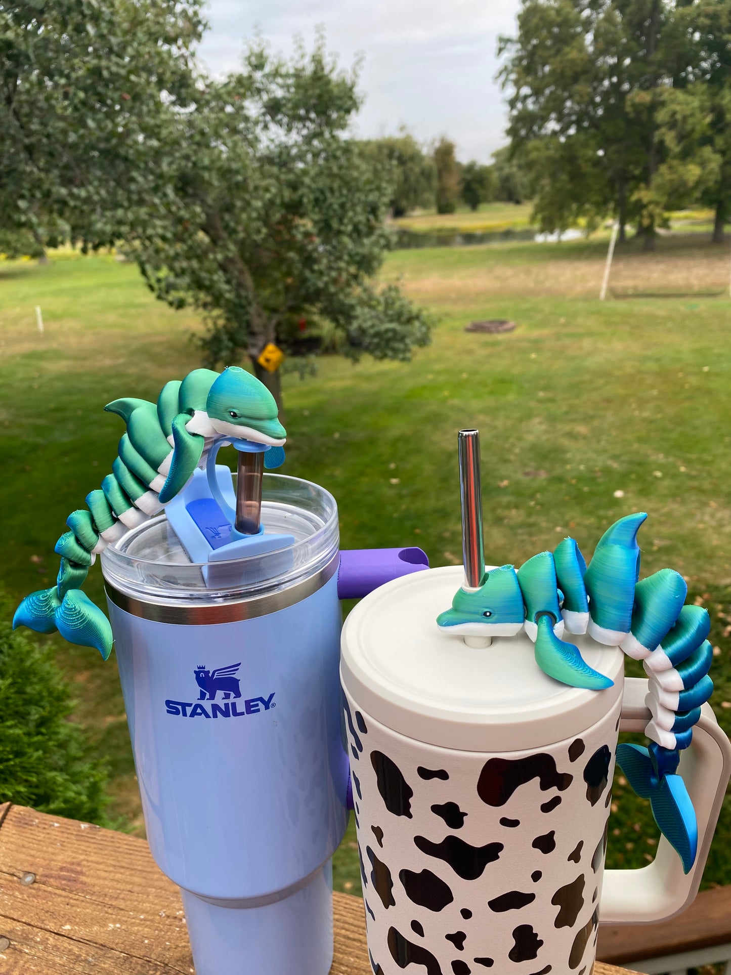 Super Articulated Dolphin Straw Topper And Charms For Stanley Straws Or Other 9.5mm Straws