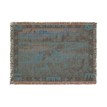 Brittany Fall Hunting Scene Woven Blanket