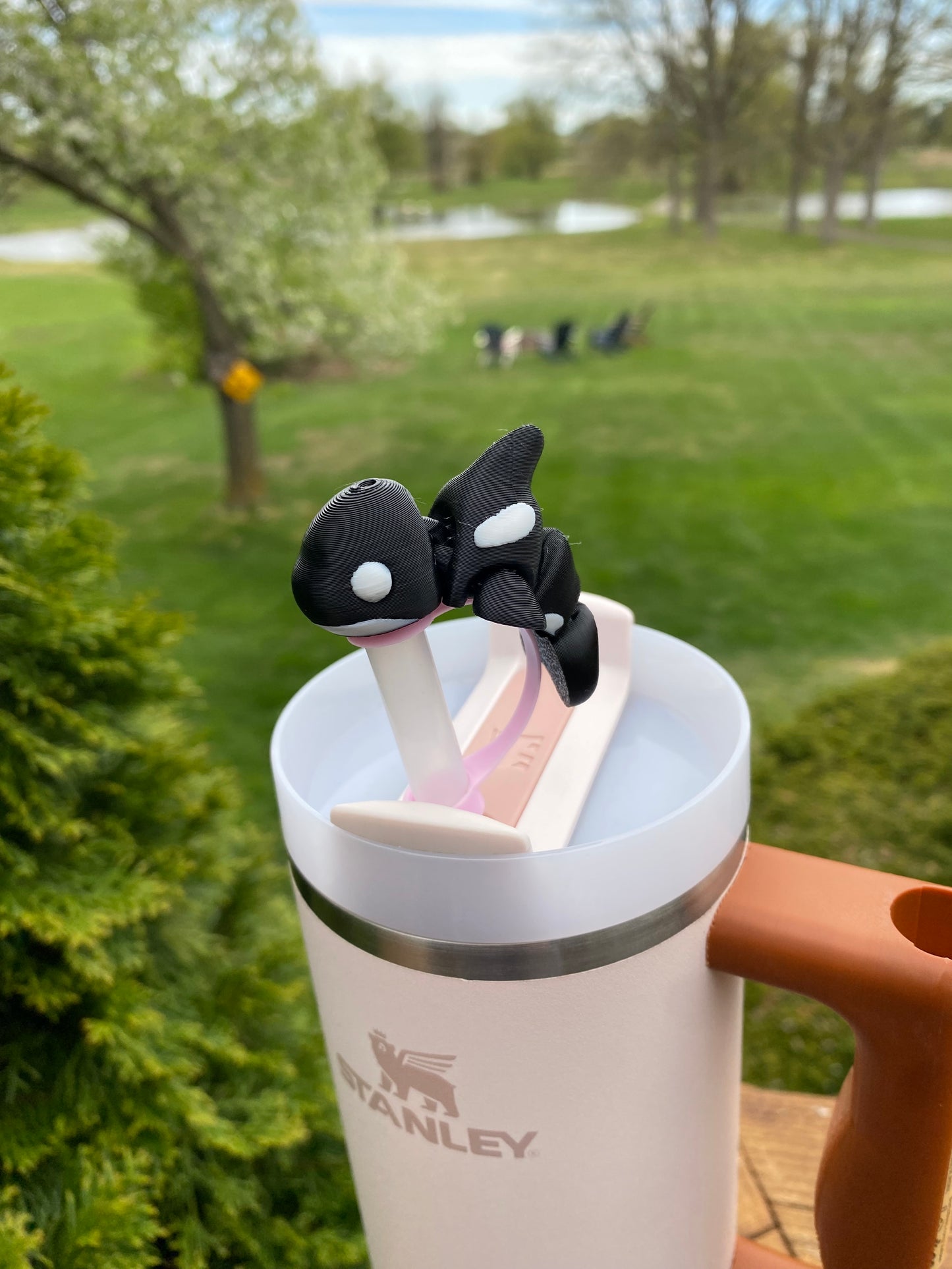 Orca Killer Whale Straw Topper/ Charm for Stanely Tumblers and other 9.5mm Straws