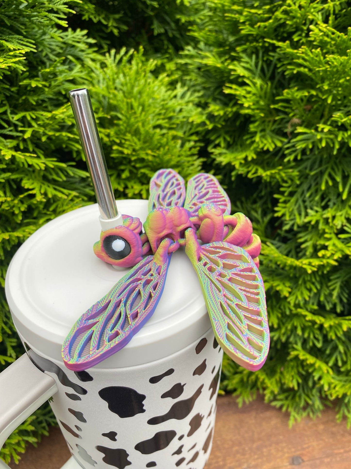 Articulated Dragonfly Straw Topper/ Charm for Stanely Tumblers and other 9.5mm Straws