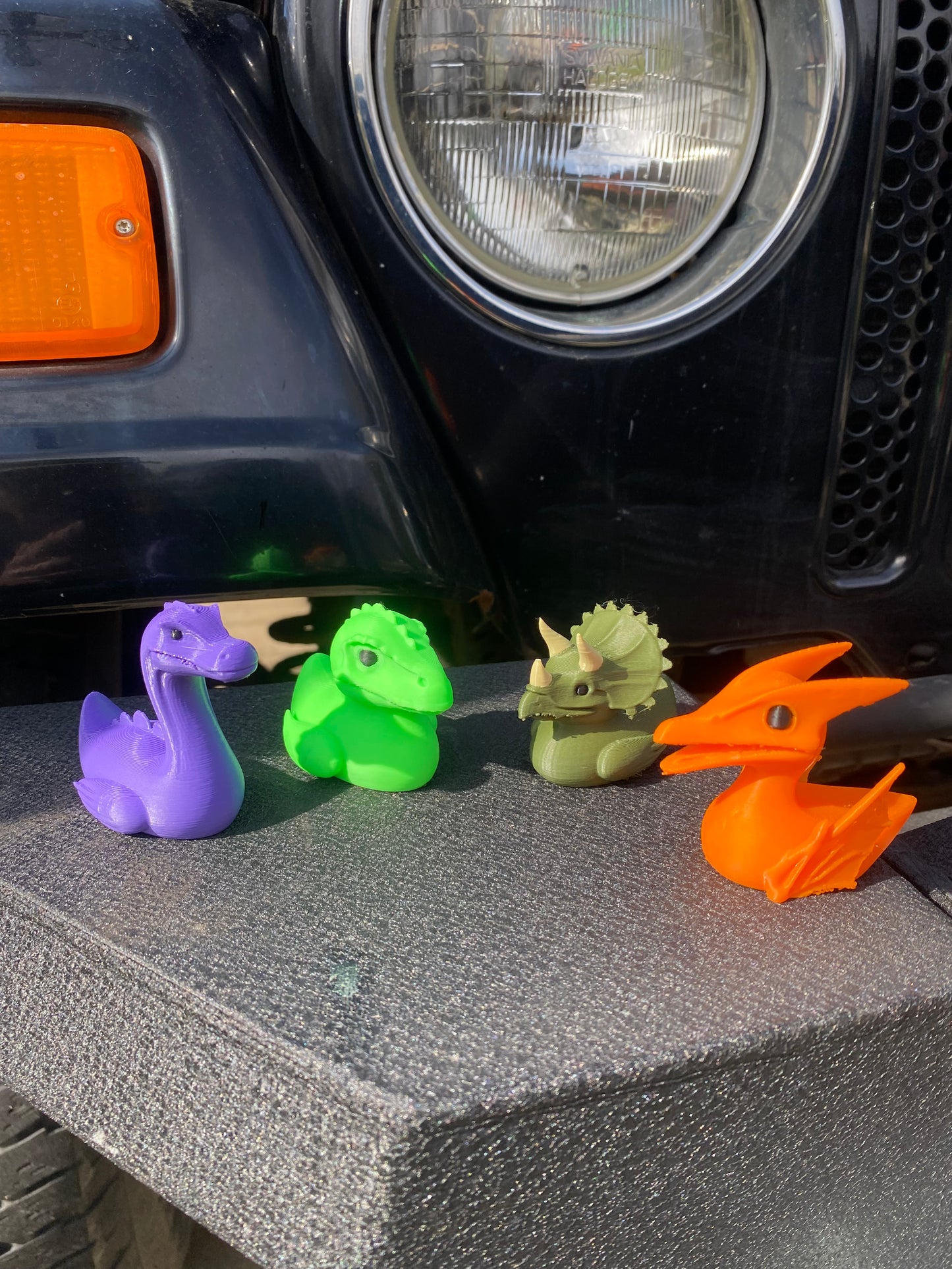 Dinosaur Duck Miniature Figurine For Jeep Wrangler Dashboard T-Rex, Triceratops, Brontosaurus, Pterodactyl