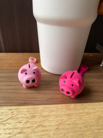 Mini Piggy Bank Straw Topper/ Charm for Stanely Tumblers and other 9.5mm Straws
