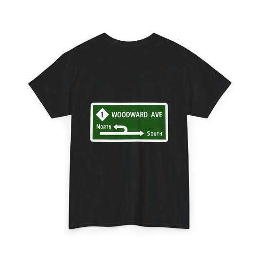Woodward Avenue M1 Street Sign Michigan Dream Cruise Unisex Heavy Cotton Tee Shirt