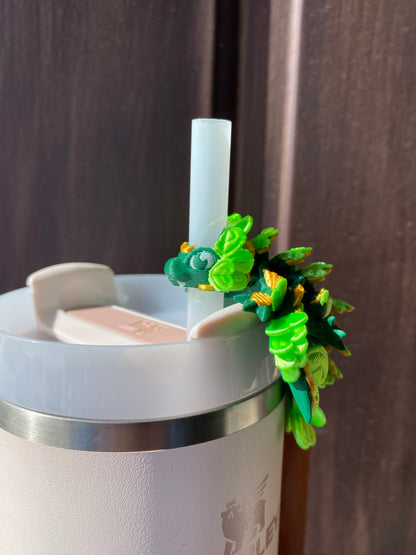 St.Patricks Day Lucky Clover Dragon Straw Buddies Charm Topper For Stanley Tumbler Straws Or Other 9.5m Straws