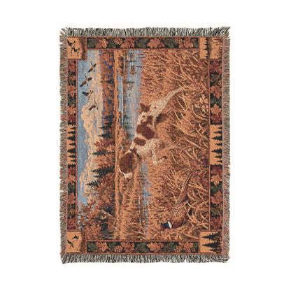 Brittany Fall Hunting Scene Woven Blanket