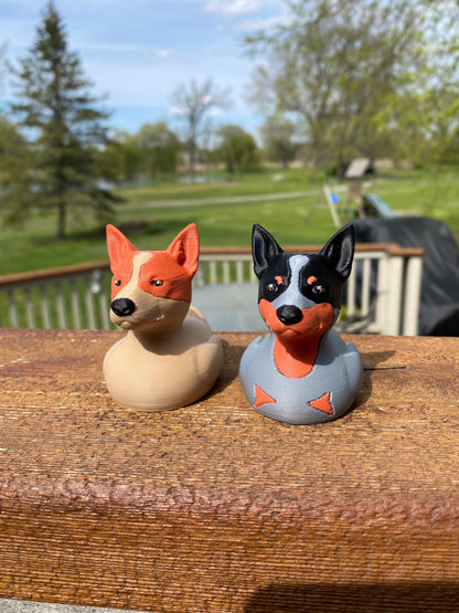 Australian Cattle Dog Duck - Red And Blue Heeler Duck Miniature Figurine For Jeep Wrangler Dashboard