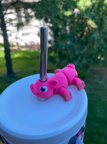 Pig Straw Topper/ Charm for Stanely Tumblers and other 9.5mm Straws