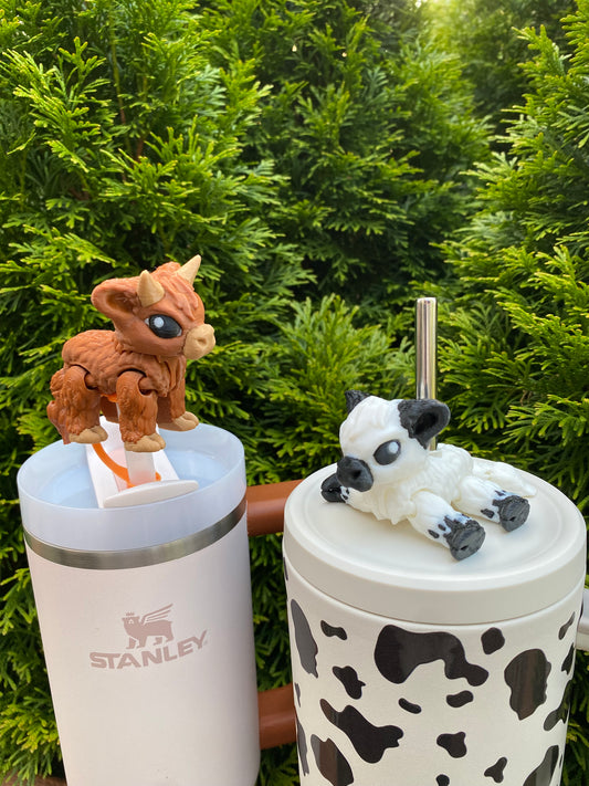 Highland Cattle Straw Topper/ Charm for Stanely Tumblers and other 9.5mm Straws