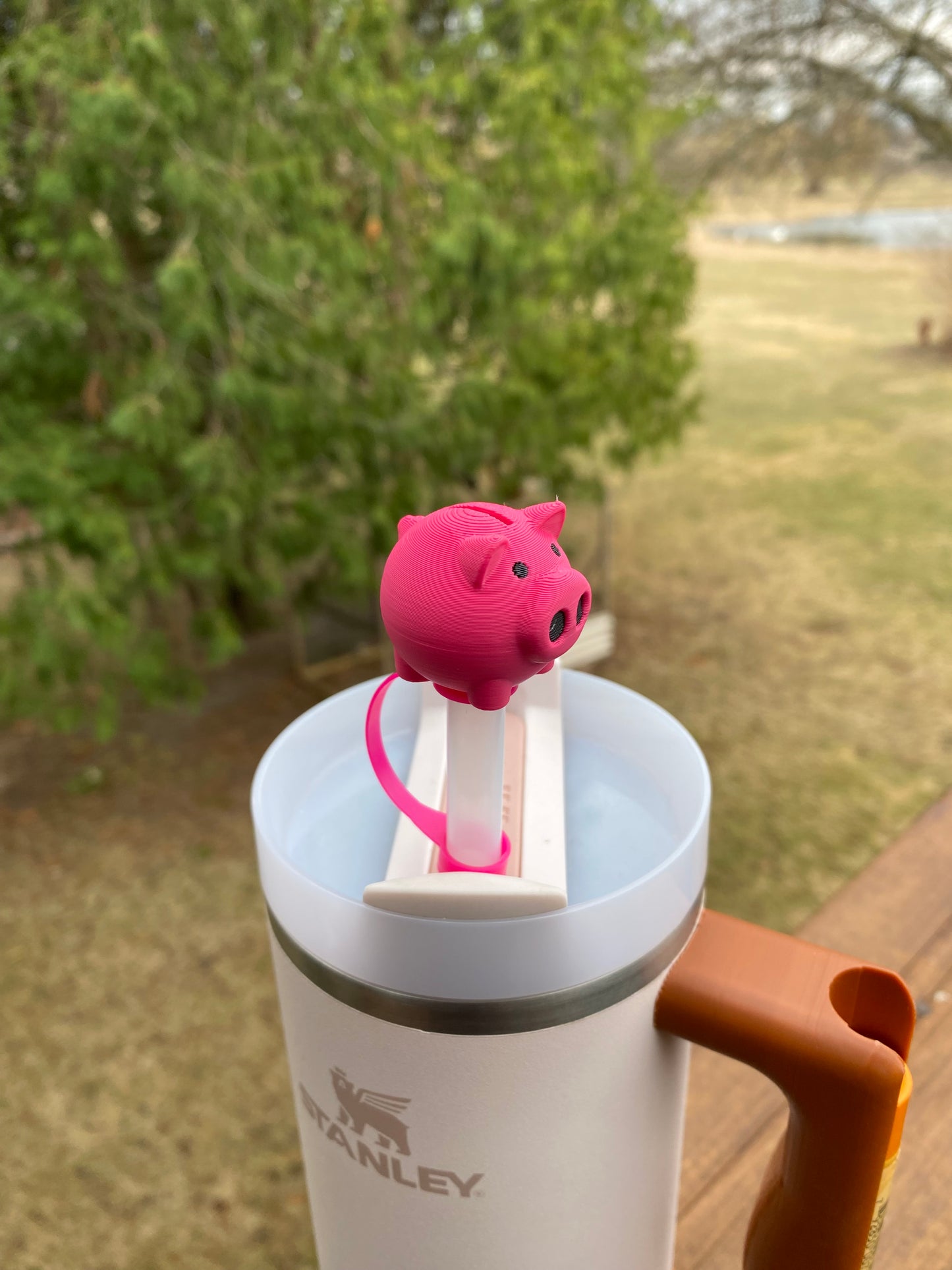 Mini Piggy Bank Straw Topper/ Charm for Stanely Tumblers and other 9.5mm Straws