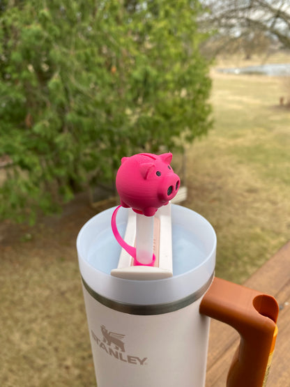 Mini Piggy Bank Straw Topper/ Charm for Stanely Tumblers and other 9.5mm Straws
